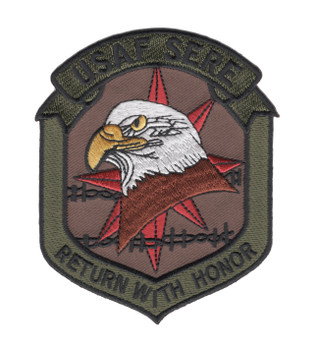 SERE training patch in ACU colors featuring Return With Honor motto representing survival and evasion training commitment.