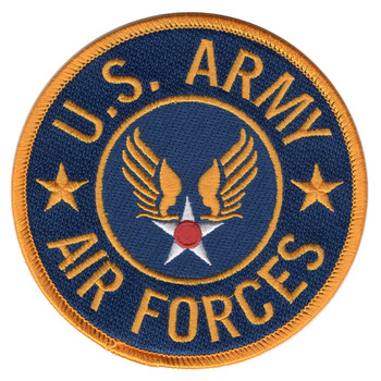 Enlarged Army Air Force shoulder patch in WWII era colors and design.