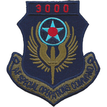Hour tab patch designating 3000 accumulated flight hours in AFSOC operations.