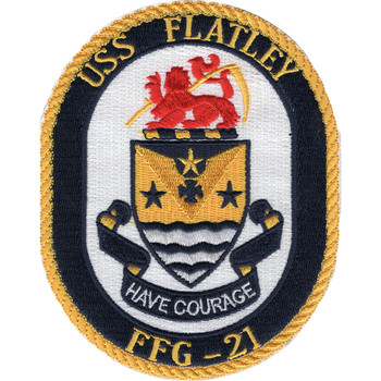 USS Flatley FFG-21 Guided Missile Frigate Ship Patch