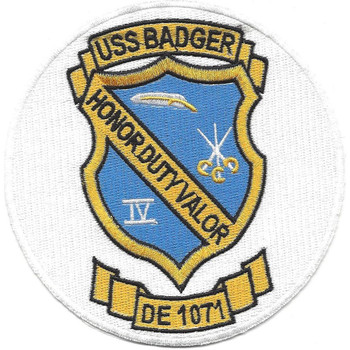 USS Badger DE-1071 Destroyer Escort Ship Patch