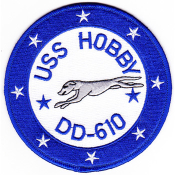 USS Hobby DD-610 Destroyer Ship Patch