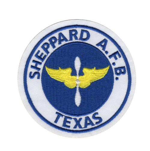 Base patch with Sheppard AFB emblem and Texas designation, featuring training mission insignia in standard Air Force colors.