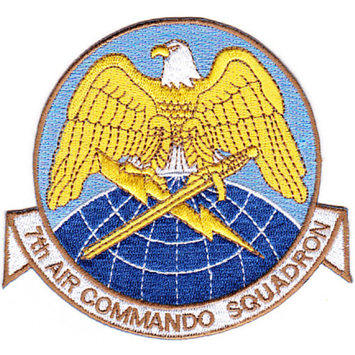 Patch featuring the 7th Air Commando Squadron emblem with special operations insignia, bold colors reflecting the unit's air commando heritage and close air support mission.