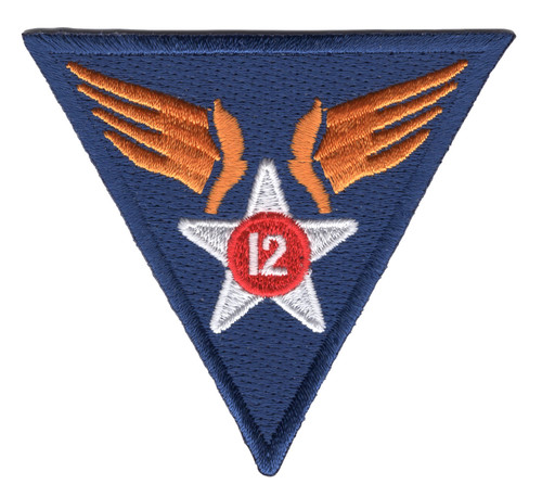 Blue shoulder patch with 12th Air Force emblem representing tactical air command and contingency operations authority.