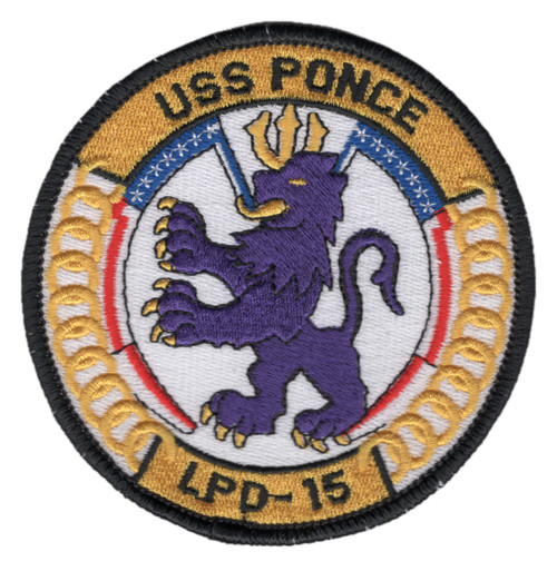 USS Ponce LPD-15 Patch - Amphibious Transport Dock - US Navy Embroidered Patch