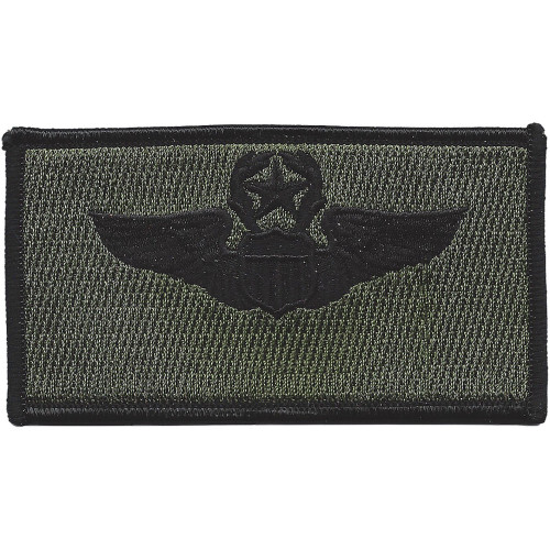 Wings patch with wreath and star insignia in black and olive drab colors.
