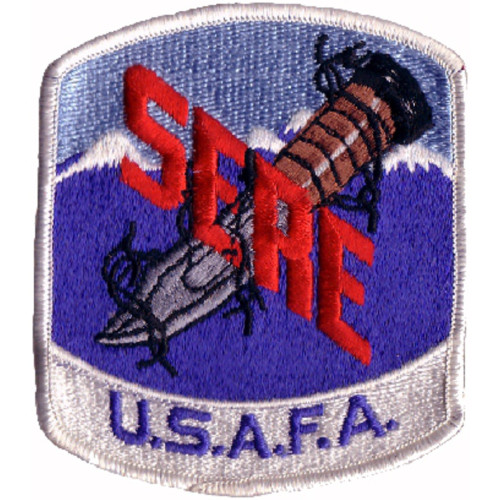 Training completion patch for Air Force Academy SERE instruction in institutional colors.