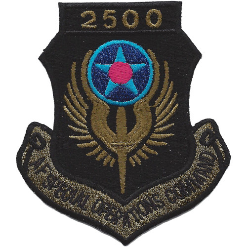 Hour milestone tab patch for 2500 accumulated flight hours in AFSOC service.