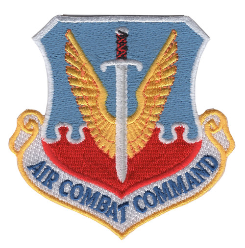 Command patch with Air Combat Command insignia featuring modern combat air force imagery, embroidered in command colors with contemporary military design.