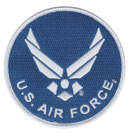Silver-toned USAF wings emblem centered on patch background, featuring spread wings with central shield and star insignia.