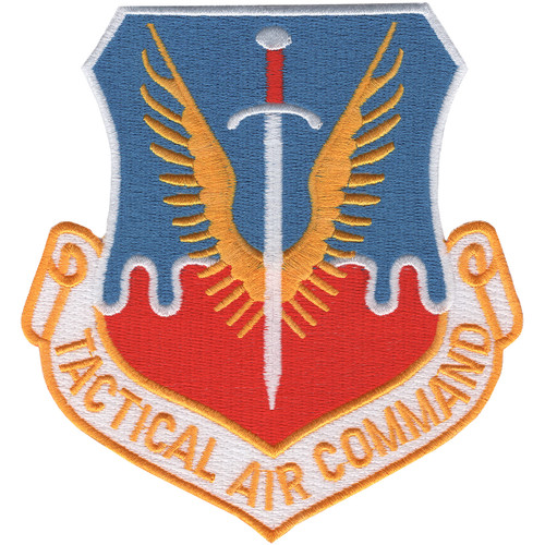 Large Tactical Air Command shield patch in red and white, oversized format featuring TAC emblem with clear detail and vibrant colors.