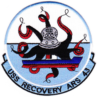 USS Recovery ARS 43 Rescue Salvage Ship Patch | Auxiliary Ship