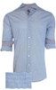 This blue tonal woven all over pattern is striking and sophisticated with a fun mix of pattern play inside the collar and cuffs. 
A luxury timeless that you will enjoy daytime or going out!
100% Cotton 
Machine wash or dry clean