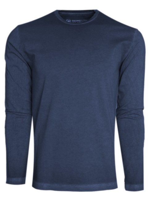 Luxury Long Sleeves Crew-Neck Pima Cotton Mens Tshirt in Garment Dyed Indigo (Softer than ever)

Georg Roth is proud to feature his love of t-shirts. 
The World’s Greatest
T-Shirt
Made of natural materials
Our guarantee:
100% Supercombined Pima Cotton / Organic
Wash UP TO 60 DEGREES Celcius 
Zero percent shrinkage, dryer proof
Maximum maturity of elasticity & shape
Ecological dyes of supreme quality & free of chemicals


 