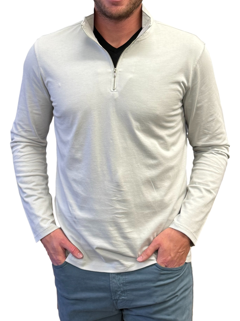 PLSQZ-7120-QUARTER-ZIP-Cement-LUX-PIMA
Luxury Long Sleeves Quarter Zip Black Pima Cotton Mens (Softer than ever)
Georg Roth is proud to feature his love of Lux Pima. 
The World’s Greatest Lux Pima
Made of natural materials
Our guarantee:
100% Supercombined Pima Cotton / Organic
Wash UP TO 60 DEGREES Celcius 
Maximum maturity of elasticity & shape
Ecological dyes of supreme quality & free of chemicals