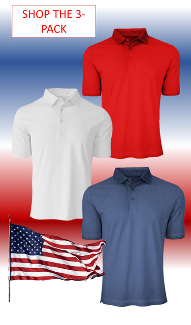 3 Pack Luxury Polo Short Sleeves Pima Cotton Mens Polo Red / White / Blue