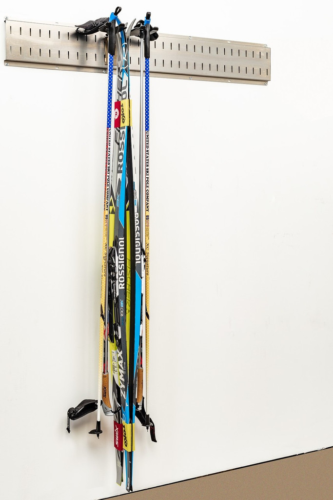 Vertical Ski Storage - store one set of Alpine or Two sets of Nordic skis, and configure the system to work with your seasons.