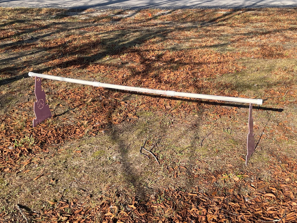 Cyclocross Barrier built so beam will fall off if hit by wheel making it safe for training.