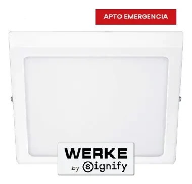 Panel LED Aplicar Cuadrado 24w Luz Fría 6500k Multivoltaje Werke By Signify - Pack x6