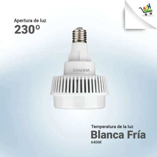 Lámpara LED Alta Potencia 60w Luz Fría 6400k E40 Long Neck Werke - Pack x2