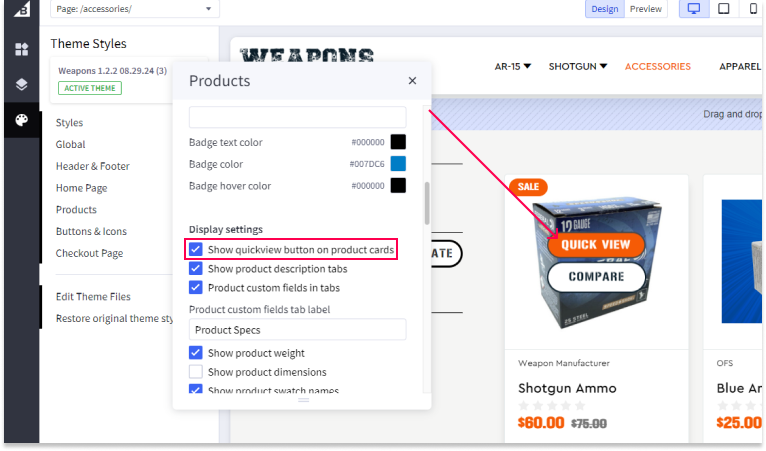 Product Display Settings