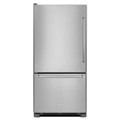 Kitchenaid® 19 cu.ft. 30-Inch Width Full Depth Non Dispense Bottom Mount Refrigerator KRBL109ESS