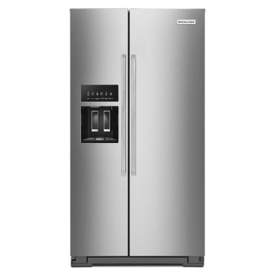 Kitchenaid® 24.8 cu ft. Side-by-Side Refrigerator with Exterior Ice and Water and PrintShield™ finish KRSF705HPS