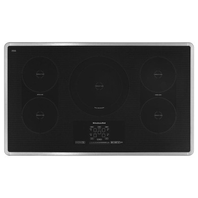 Kitchenaid® 36" Induction Cooktop with 5 Elements, Touch-Activated Controls and Power Slider KICU569XSS