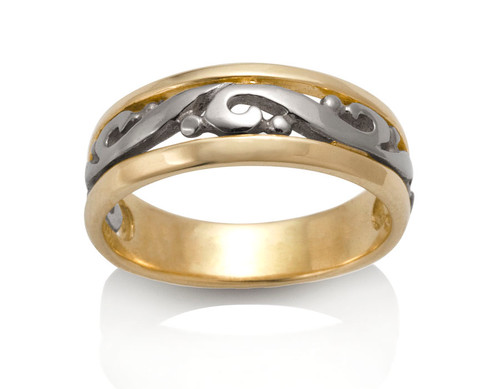 Women's 2 Color Scroll Ring by David Virtue Jewelry