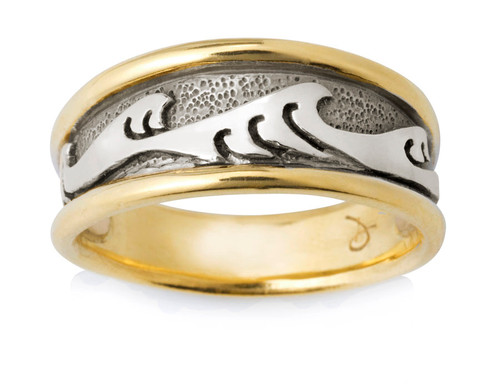 Men's 2 Color Wide Japanese Wave Ring by David Virtue Jewelry