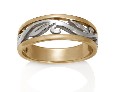 Women's 2 Color Open Leaf Ring by David Virtue Jewelry