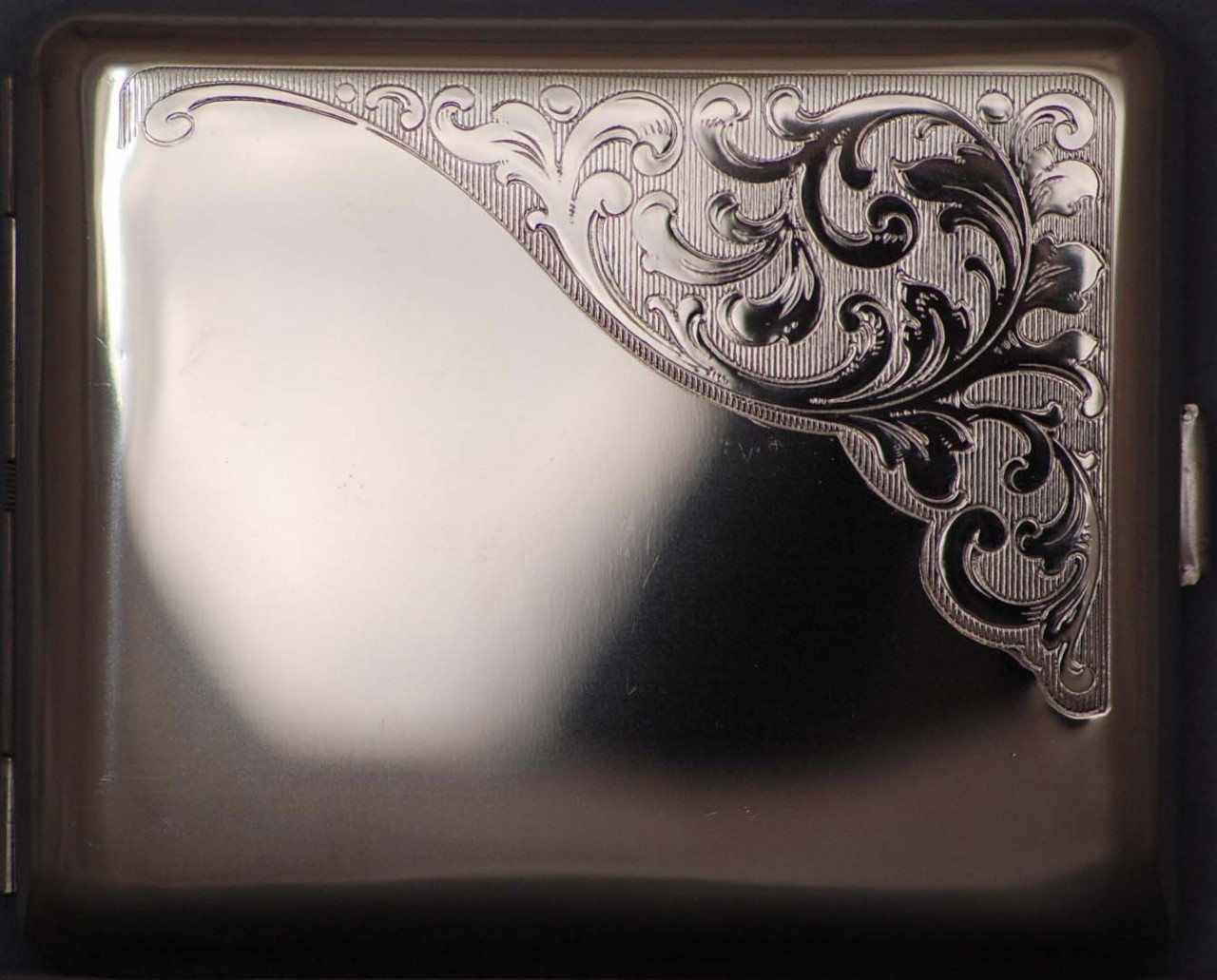 Sterling silver pocket cigarette case  Florentine