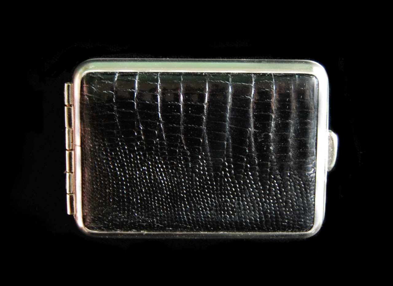 Small Pocket Pill Case - Black Lizard Leather - Hansaware