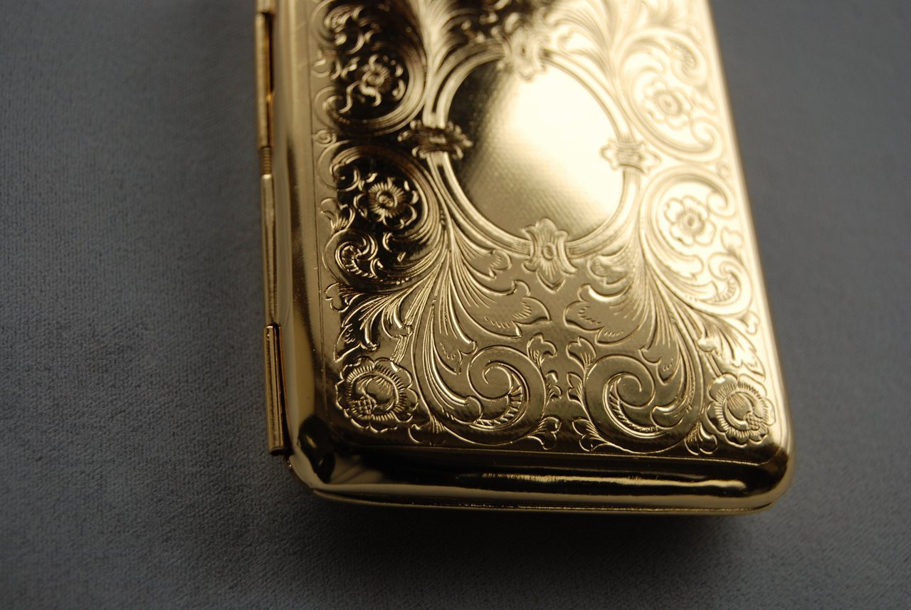 brass cigarette case 3 1/2'' Regular Soft Pack Case-0662-12 Perfect gift for smokers Gentleman Rectangular Brass Tobacco Cigarette