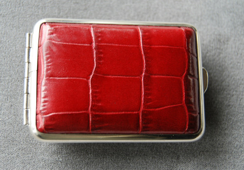 Small Red Crocodile Leather Pill Case - Hansaware