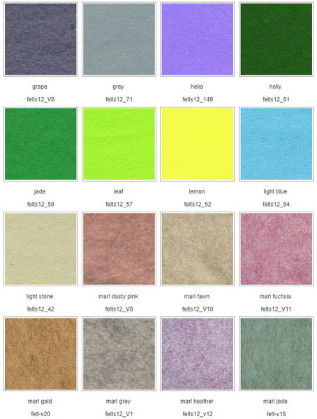 Chart 2 Wool Mix Felt squares 12″ (30cm)