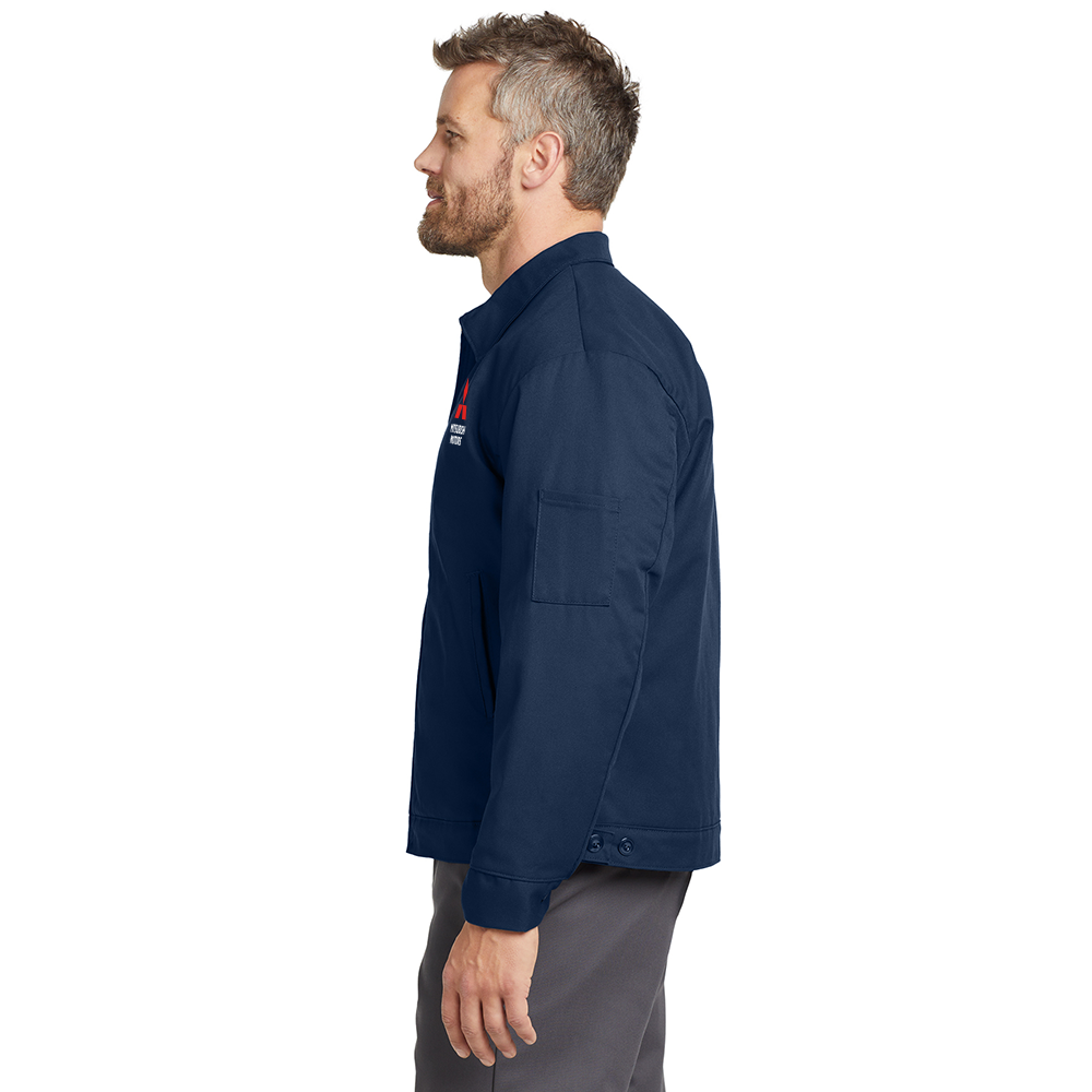 Mitsubishi Motors Shop Jacket by Red Kap product image featuring official branding, premium materials, performance-inspired design, and automotive lifestyle styling
