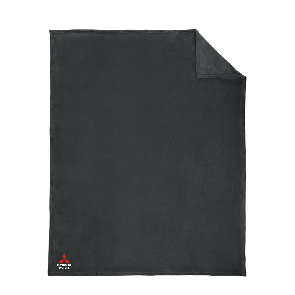 Mitsubishi Motors Ultra Plush Blanket Graphite soft fleece throw product image featuring official branding, premium materials, performance-inspired design, and automotive lifestyle styling