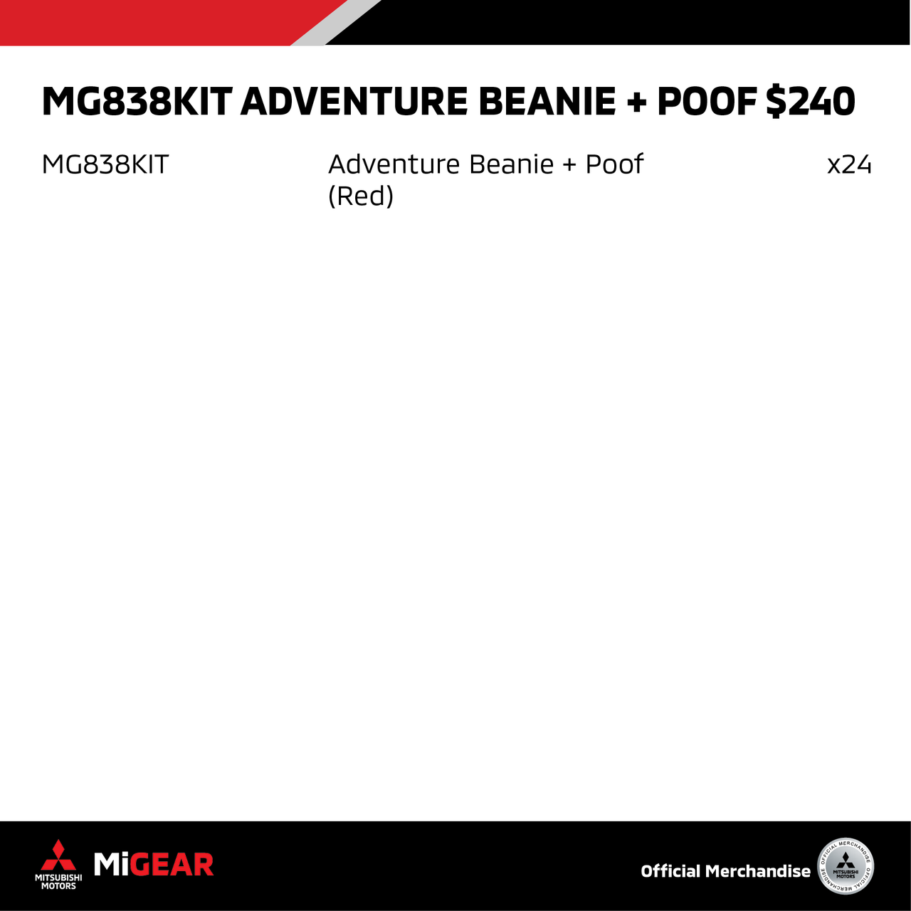 Mitsubishi Adventure Beanie Kit