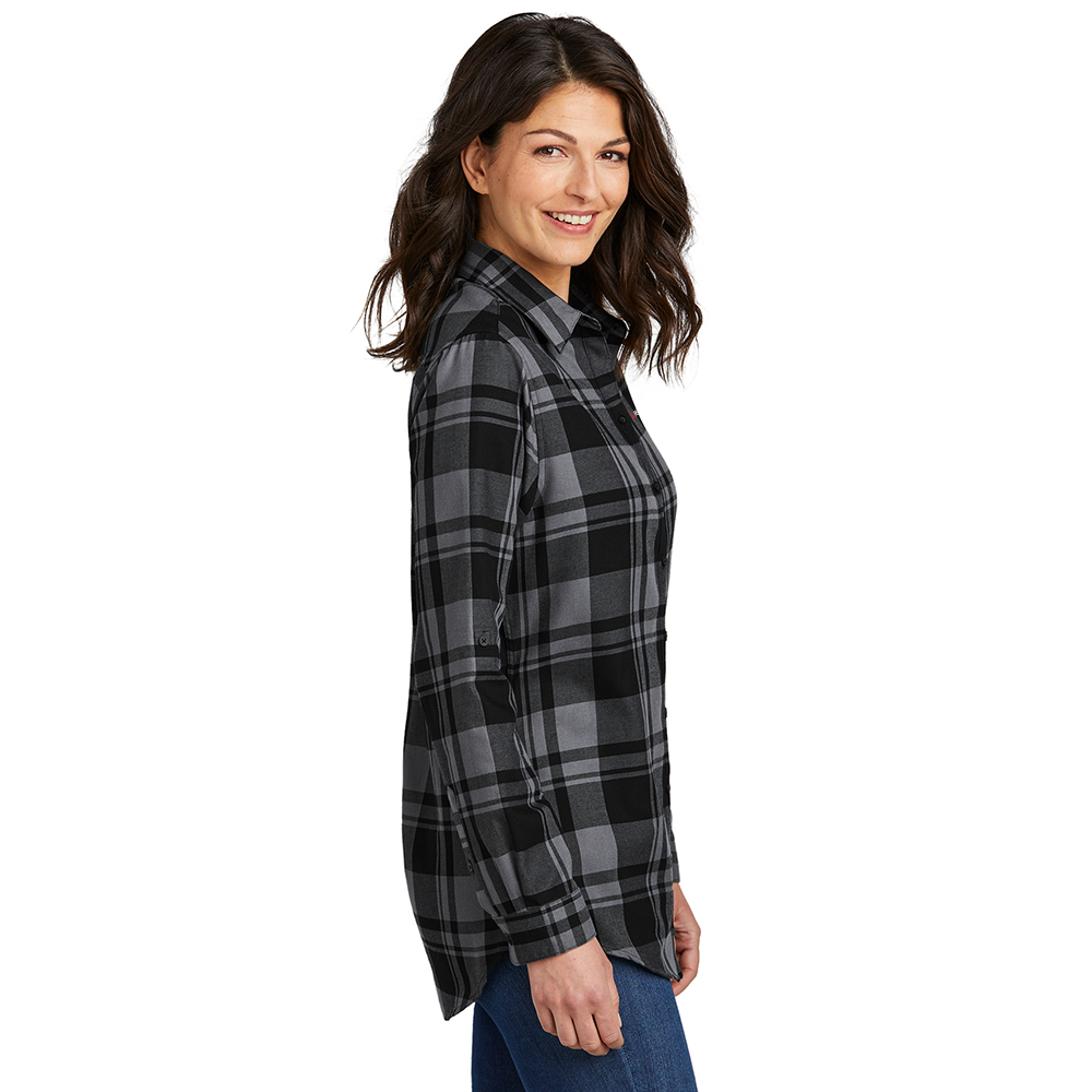 Mitsubishi Motors Ladies Flannel Button-Up Shirt product image featuring official branding, premium materials, performance-inspired design, and automotive lifestyle styling