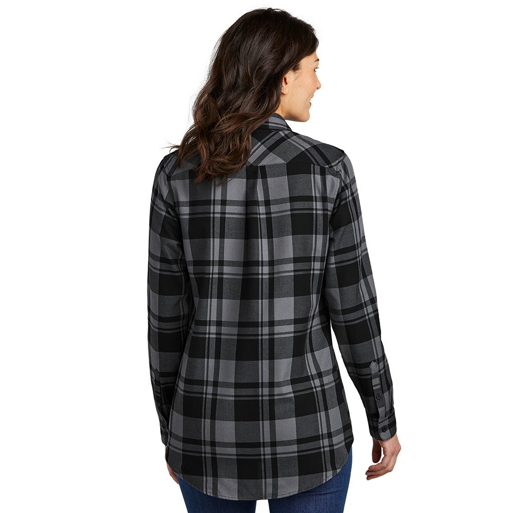 Mitsubishi Motors Ladies Flannel Button-Up Shirt product image featuring official branding, premium materials, performance-inspired design, and automotive lifestyle styling