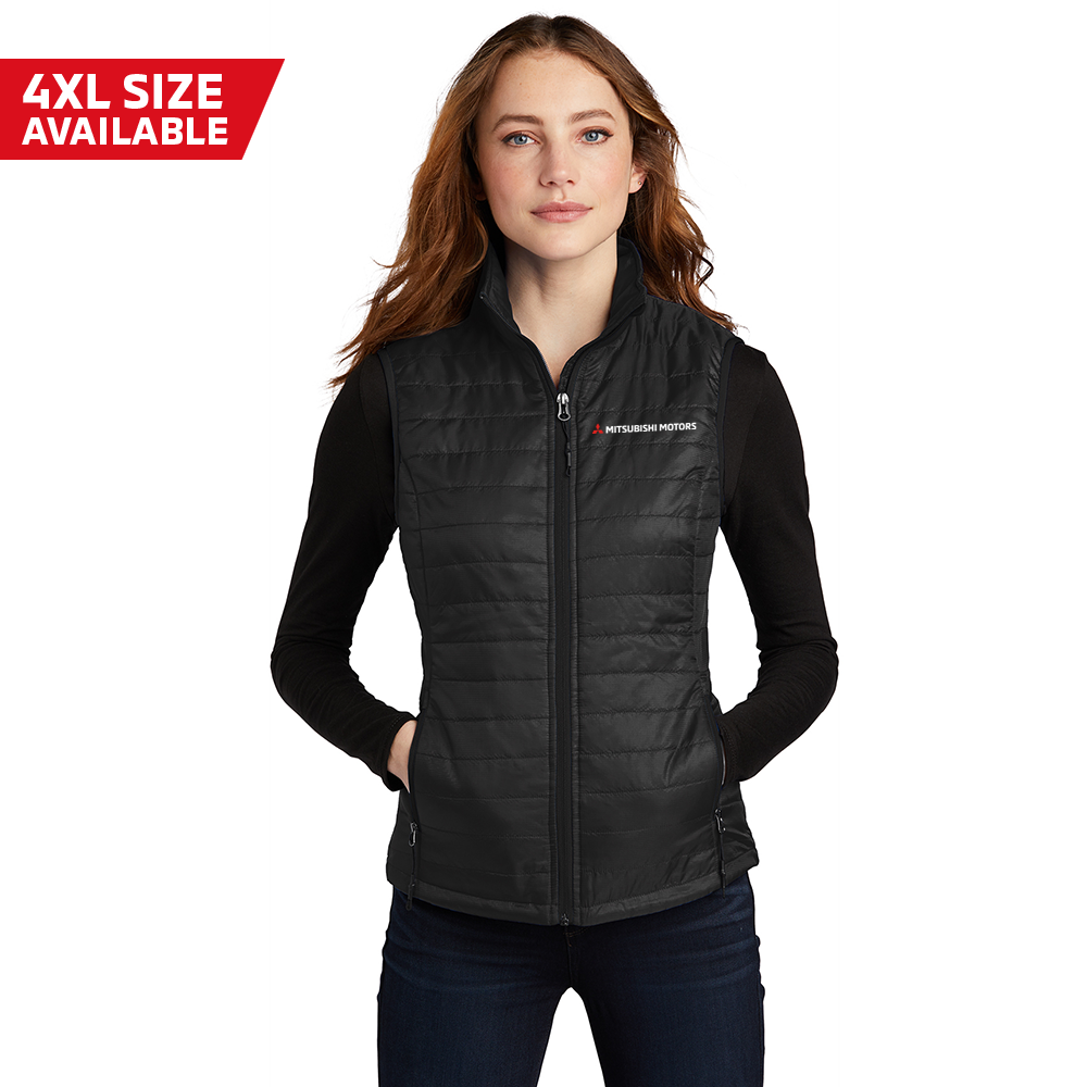 Mitsubishi Motors Ladies Packable Zip Vest product image featuring official branding, premium materials, performance-inspired design, and automotive lifestyle styling
