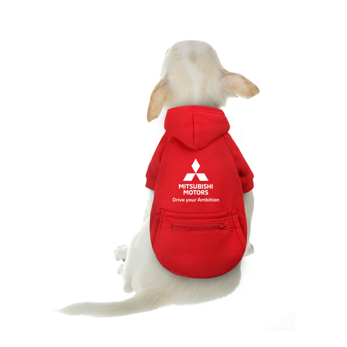 Dog Hoodie product image featuring official Mitsubishi Motors branding, detailed construction, and lifestyle-ready automotive accessory design
