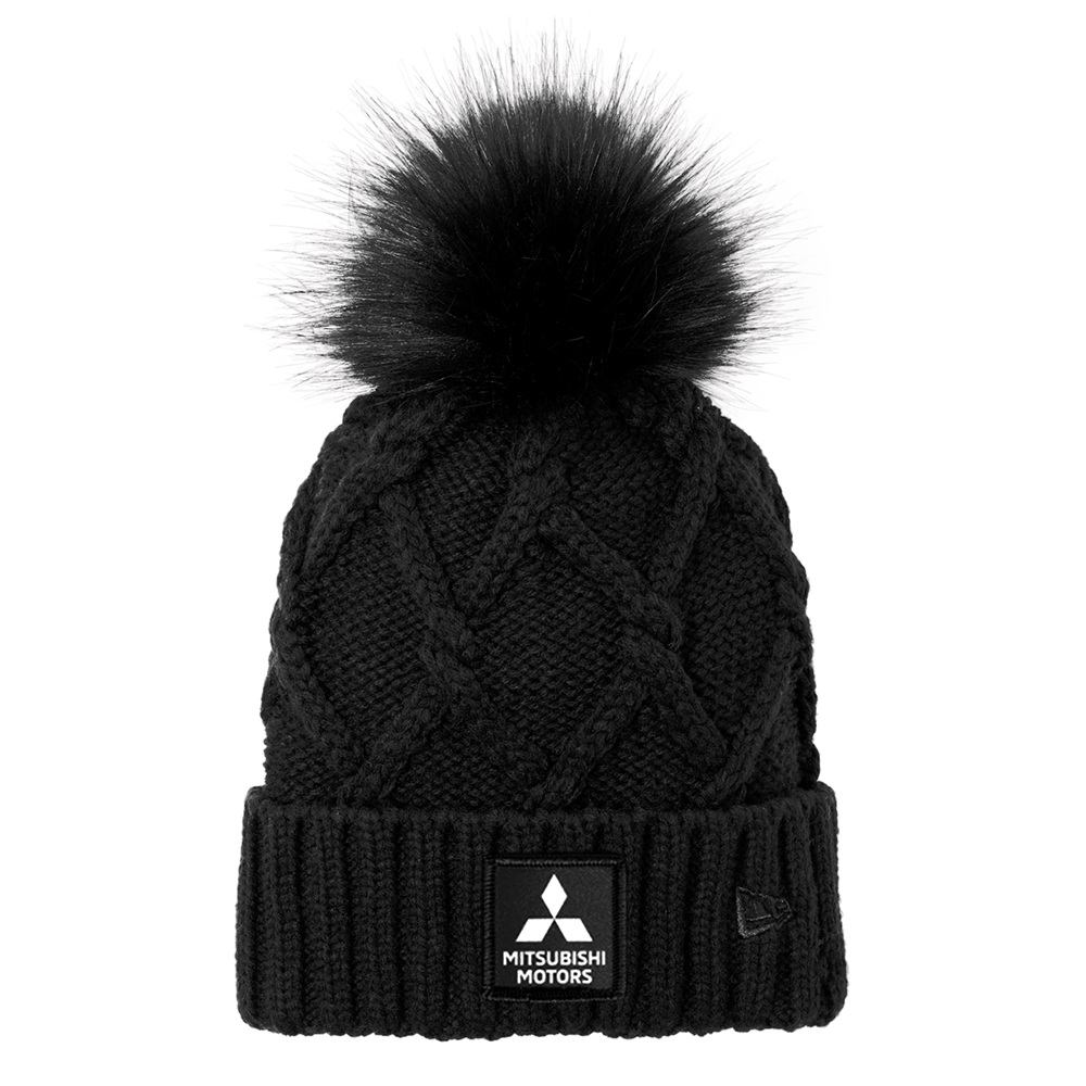 Mitsubishi Motors Faux Fur Poof Beanie product image featuring official branding, premium materials, performance-inspired design, and automotive lifestyle styling