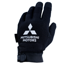 Mechanic Gloves product image featuring official Mitsubishi Motors branding, detailed construction, and lifestyle-ready automotive accessory design