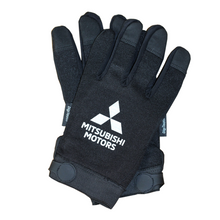 Mechanic Gloves product image featuring official Mitsubishi Motors branding, detailed construction, and lifestyle-ready automotive accessory design