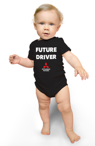 Mitsubishi Future Driver Onesie product image featuring official Mitsubishi Motors branding, detailed construction, and lifestyle-ready automotive accessory design