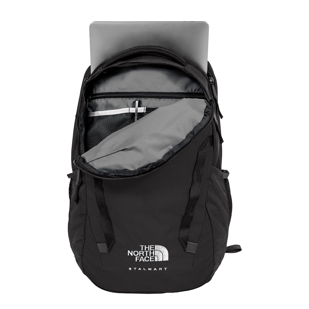RALLIART Backpack by The North Face product image featuring official Mitsubishi Motors branding, detailed construction, and lifestyle-ready automotive accessory design