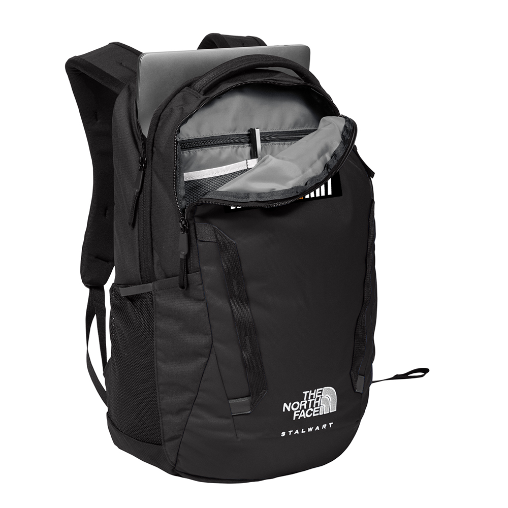 RALLIART Backpack by The North Face product image featuring official Mitsubishi Motors branding, detailed construction, and lifestyle-ready automotive accessory design